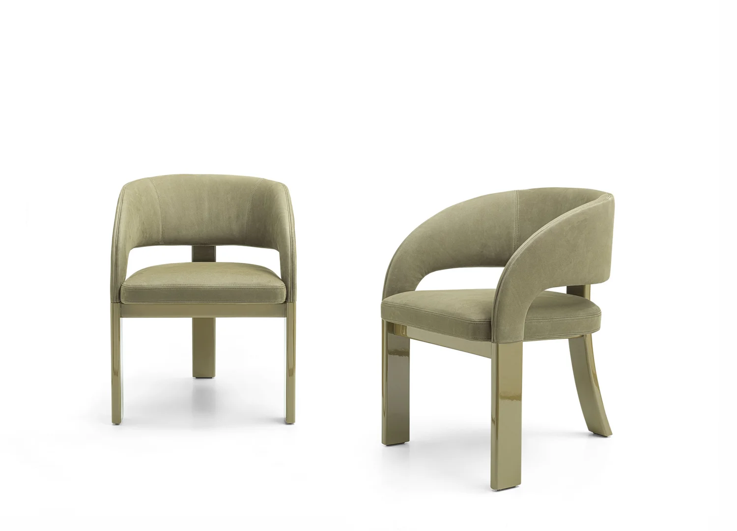 FOSCA designer dining armchair with curved ribbon armrests