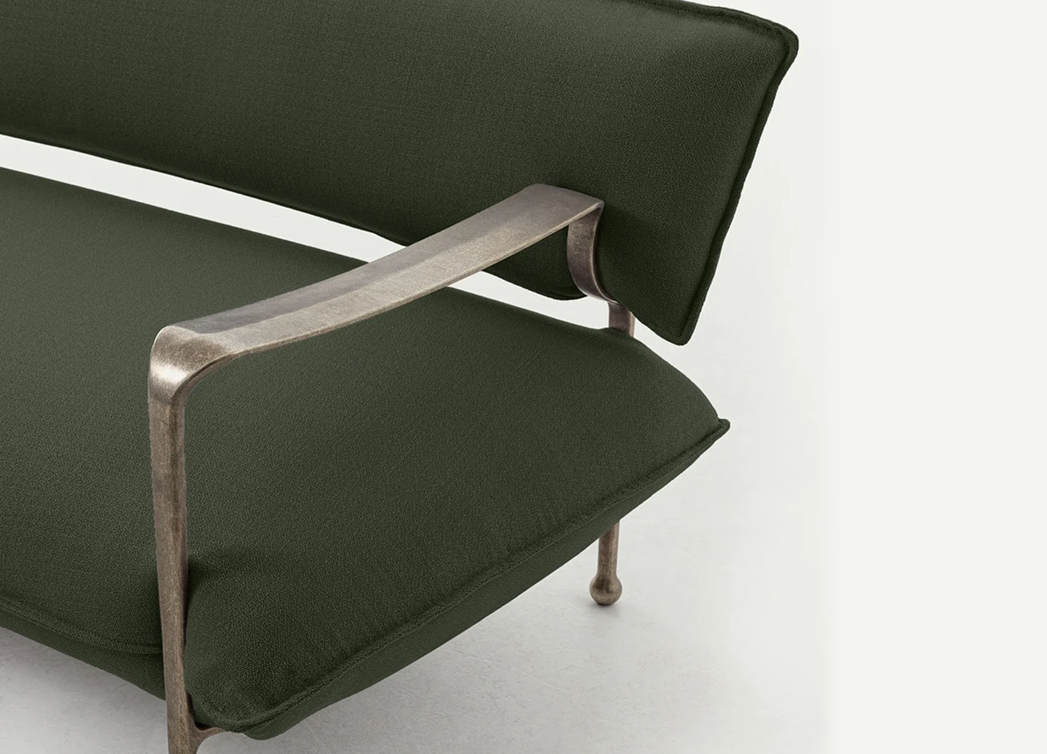 RIACE contemporary sofa with white bronze structural frame