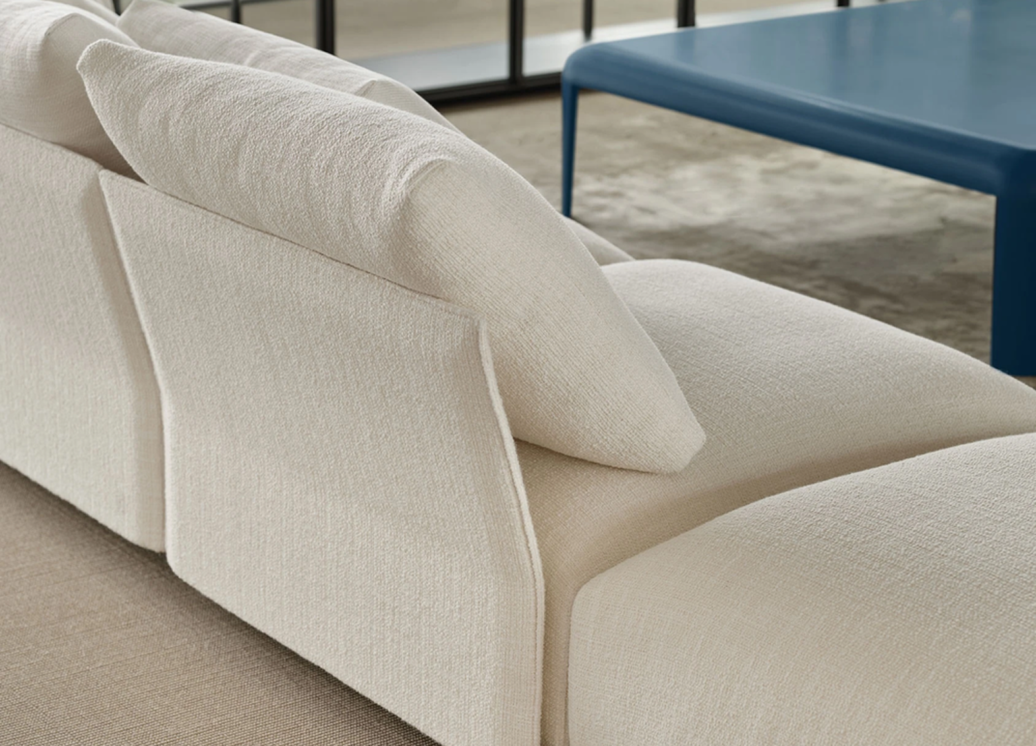 Tobu sofa featuring architectural lines for elegant settings.