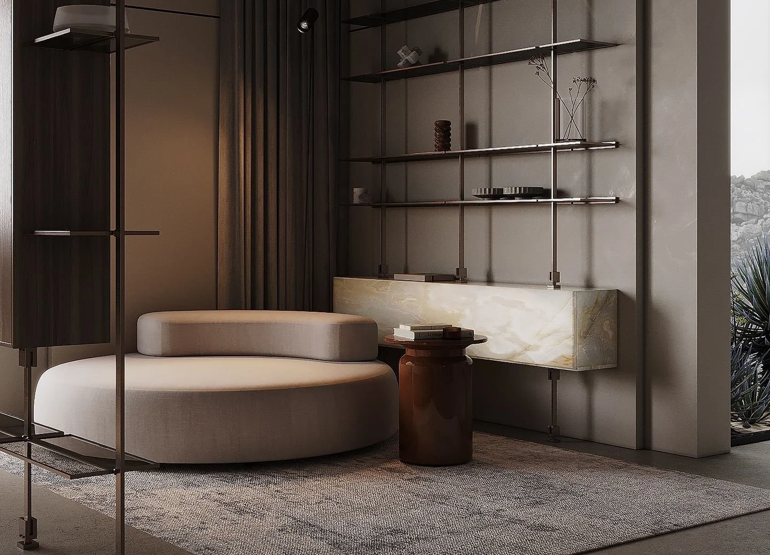 Bubble Rock Sofa featuring contemporary fabric upholstery and sculptural forms
