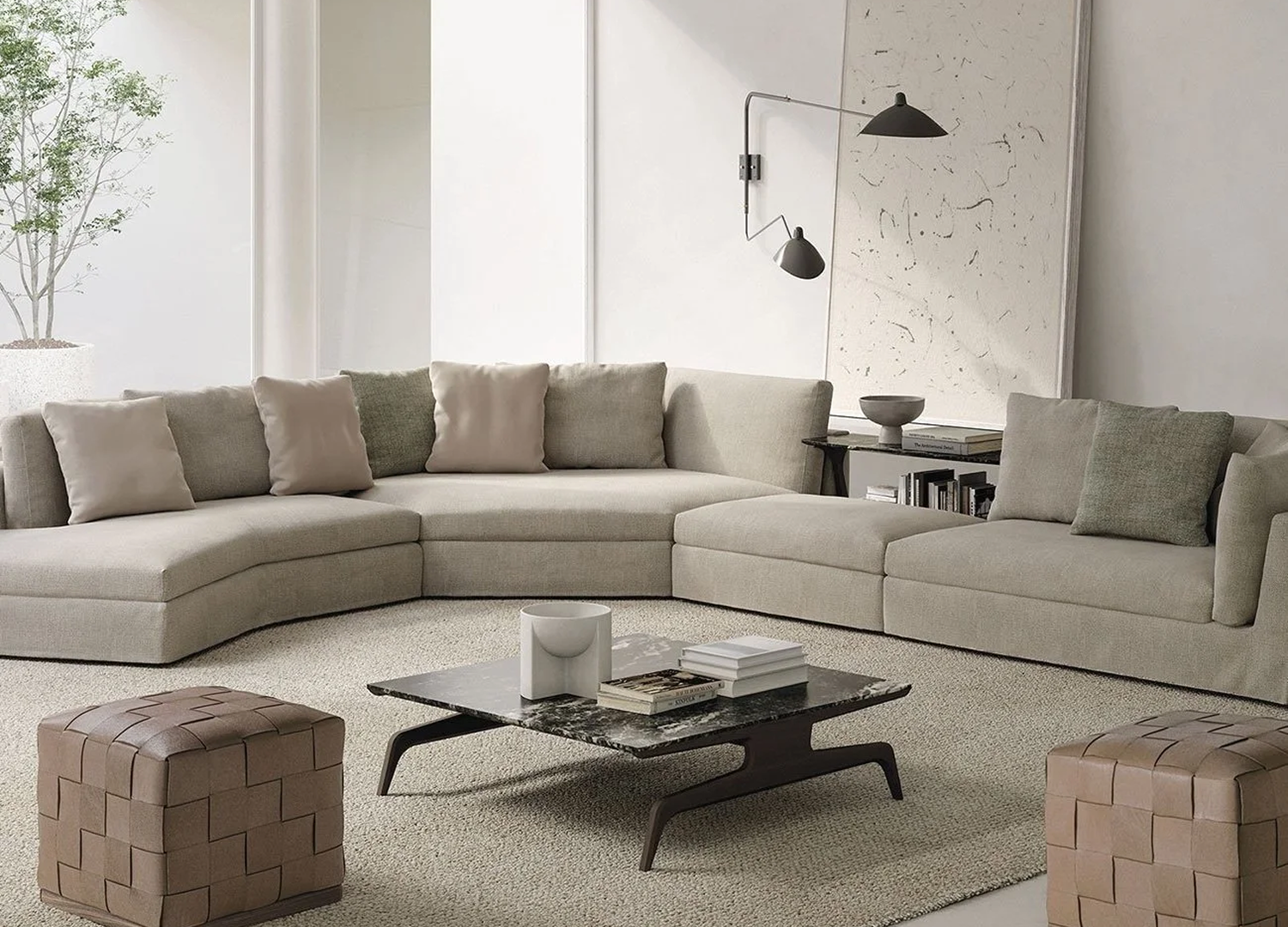 Arne Sofa in tailored fabric upholstery with contemporary proportions