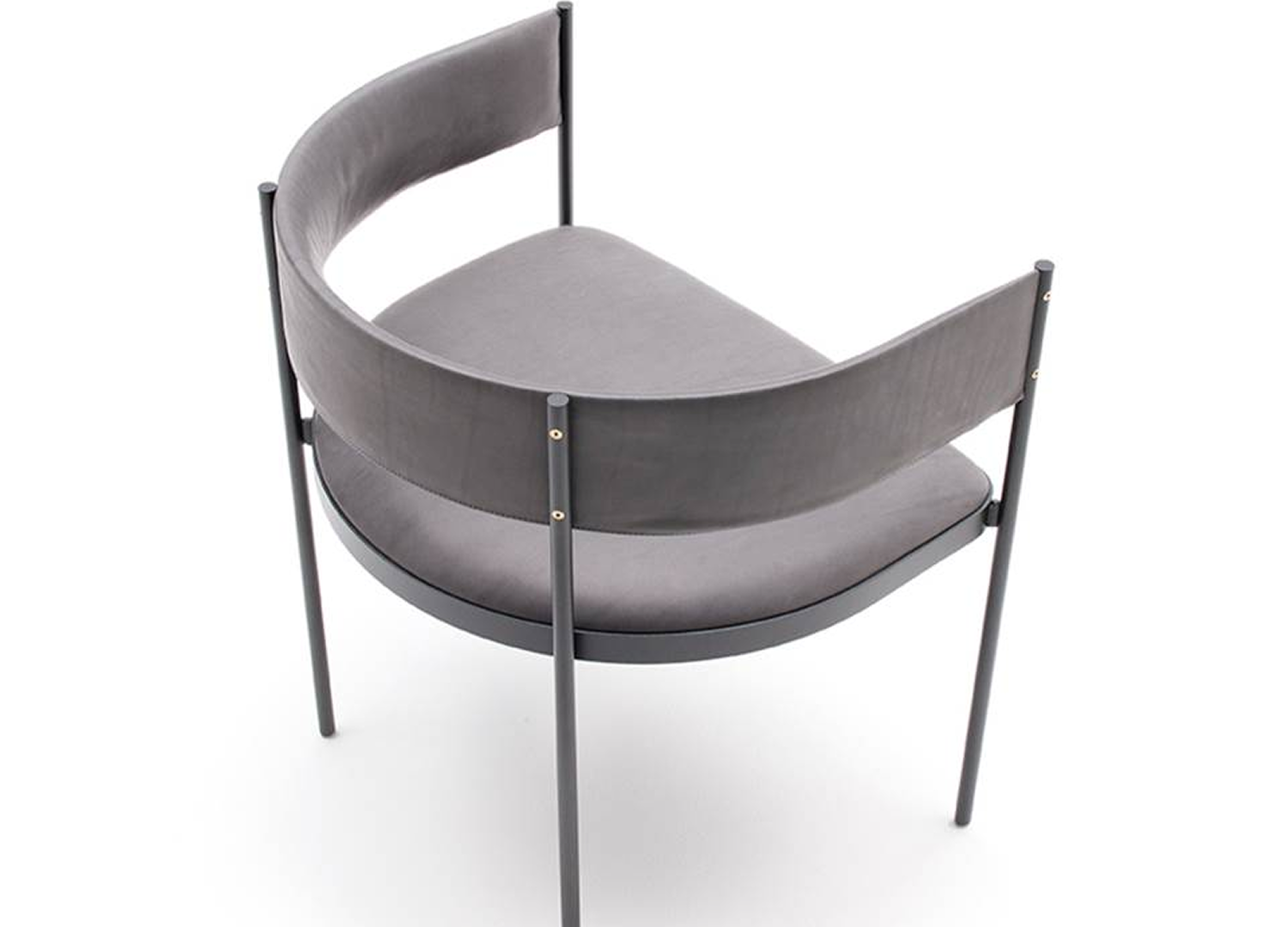 Era Chair with leather or fabric upholstery and curved metal frame