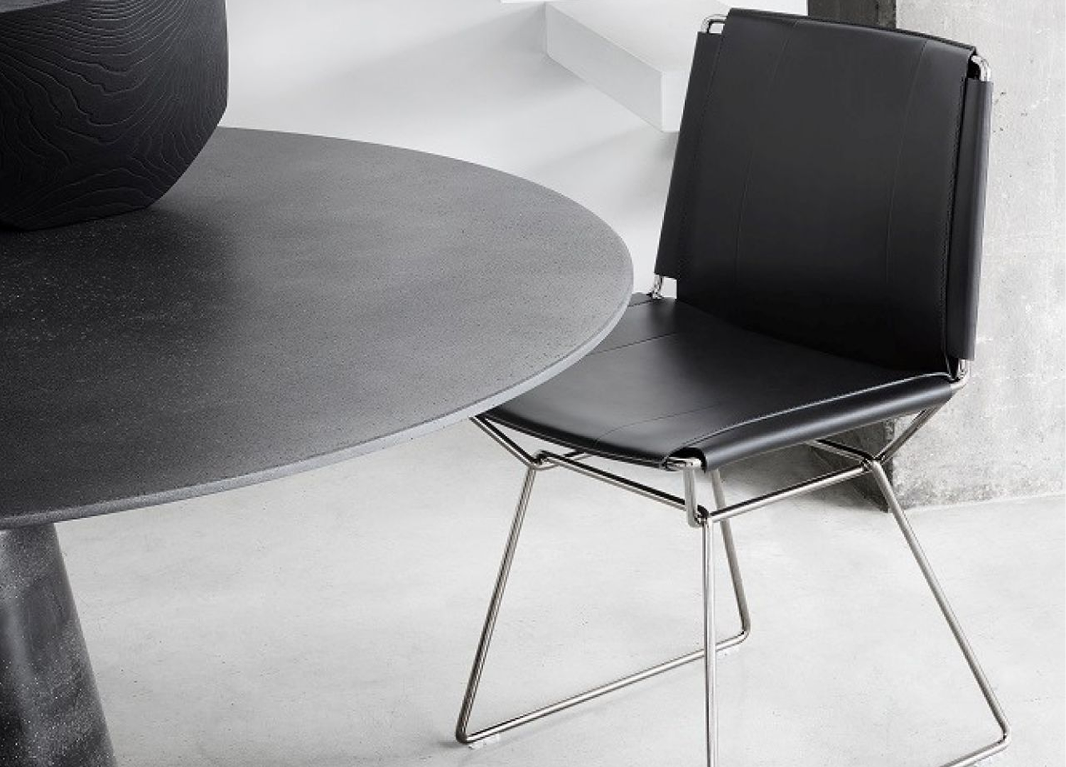 NEIL chair by Jean-Marie Massaud with saddle leather upholstery