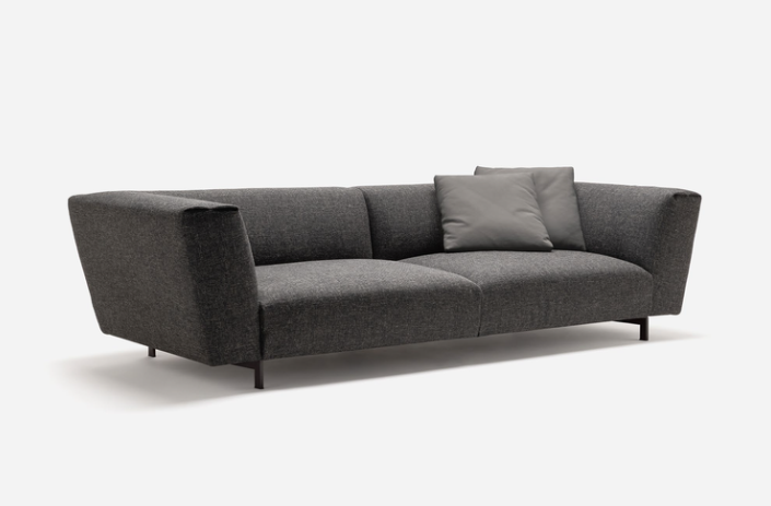 Neera sofa by Piero Lissoni with a linear modular steel frame and removable fabric covers.