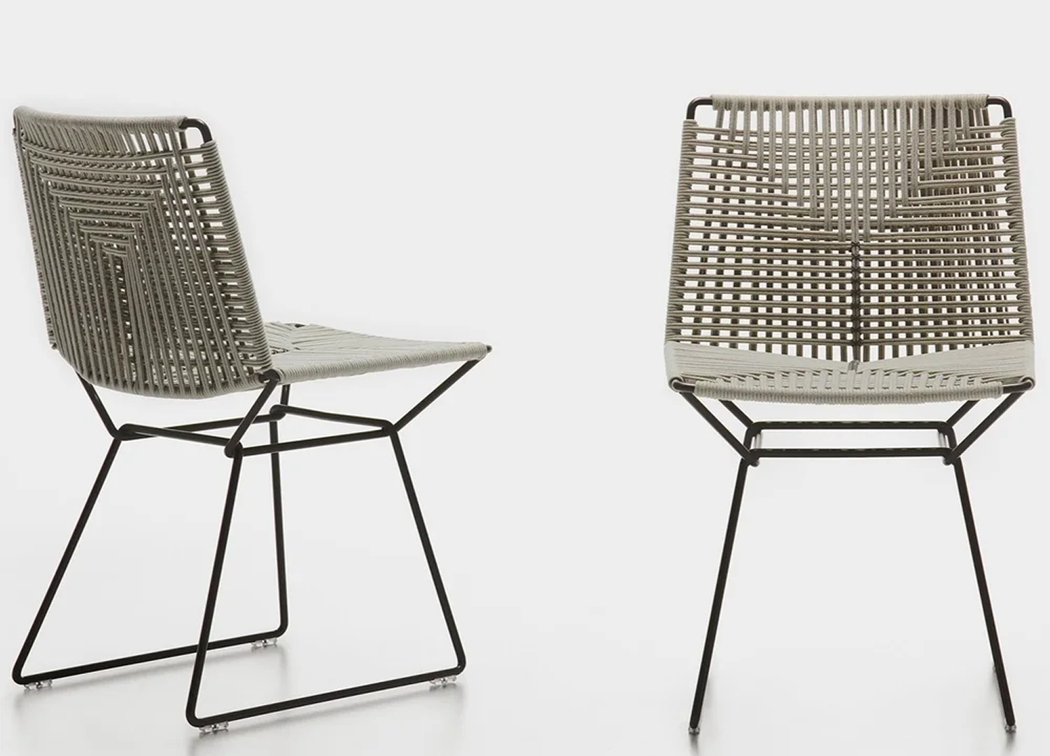 Neil Upholstered Dining Chair by Jean Marie Massaud with rope seat