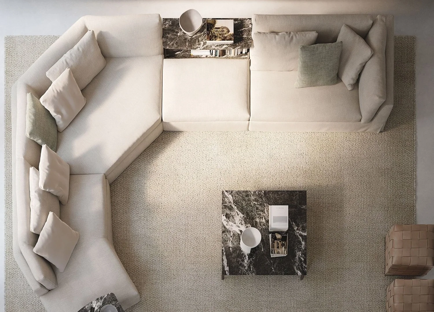 Arne Sofa with luxurious leather covering and walnut foundation