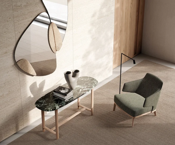 Mocki console table by Frigerio with an ash wood base and marble top.