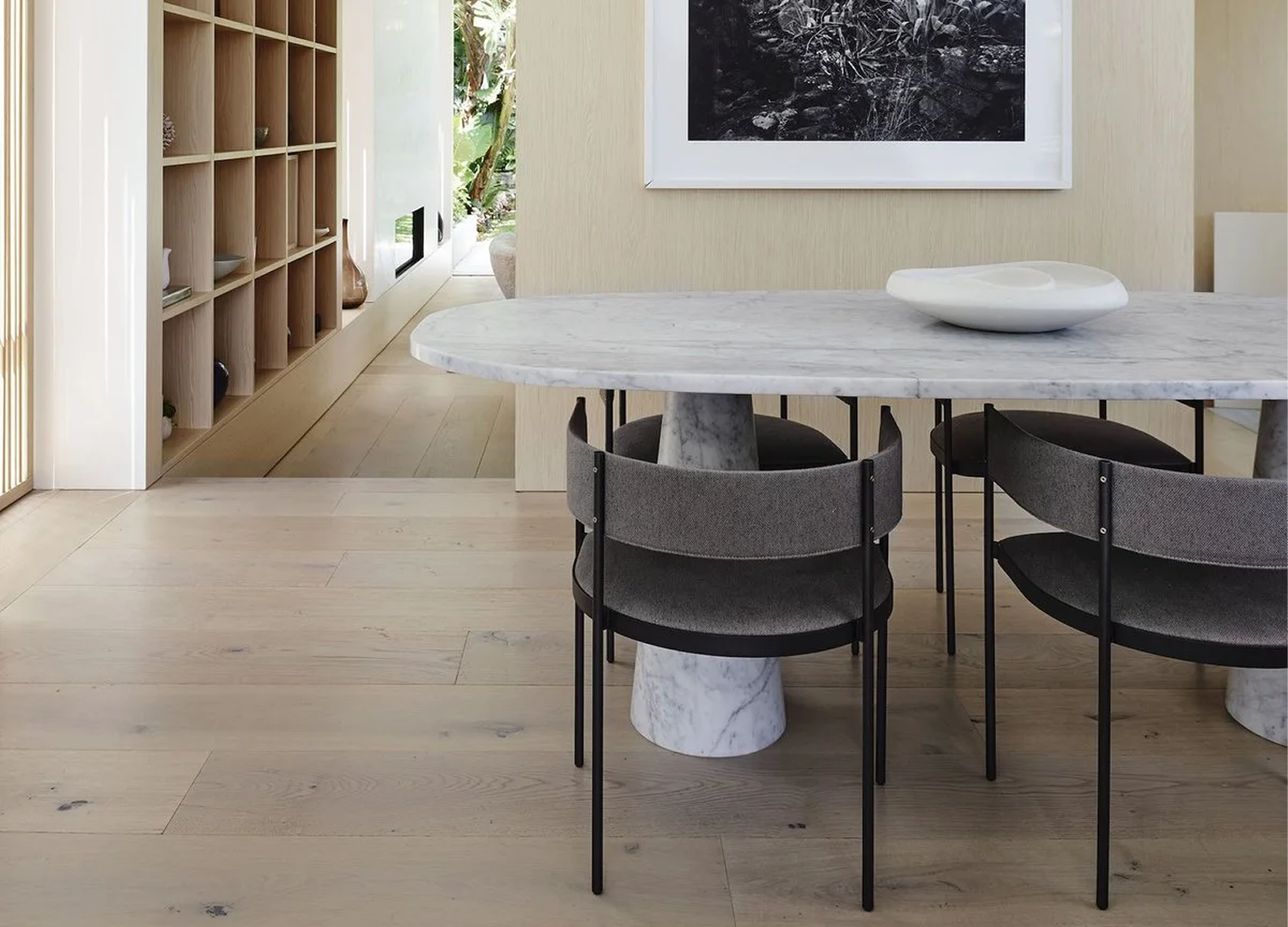Era Chair with curved gunmetal grey metal rod structure
