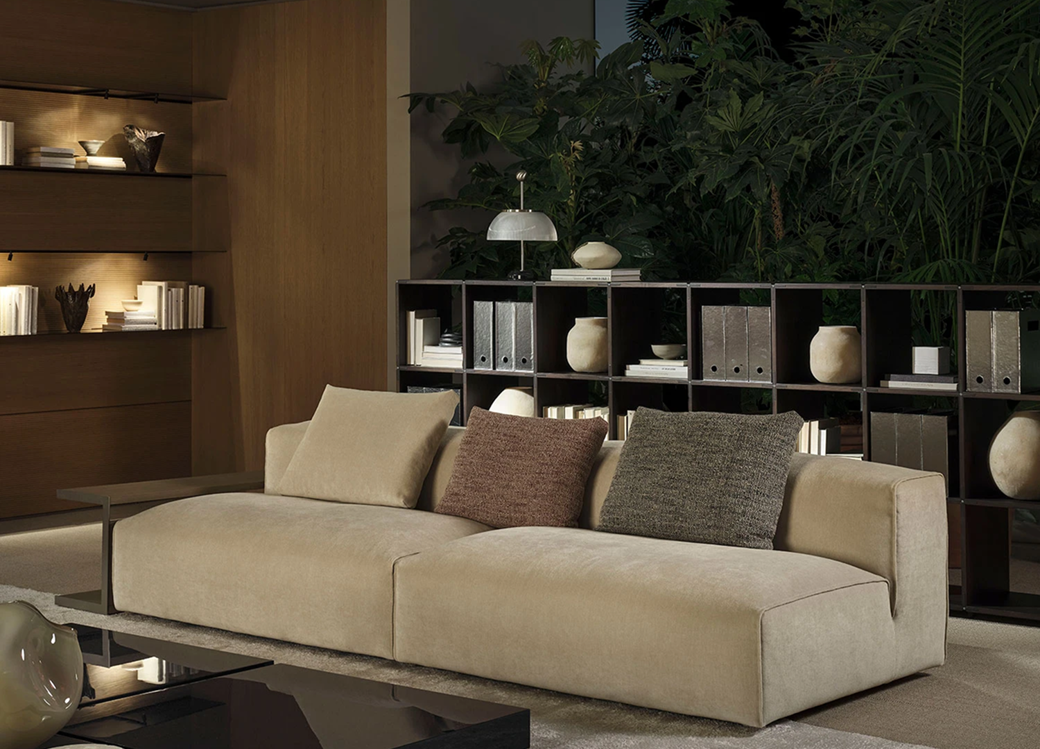 Cargo Sofa by Christophe Pillet with integrated C-shaped console elements