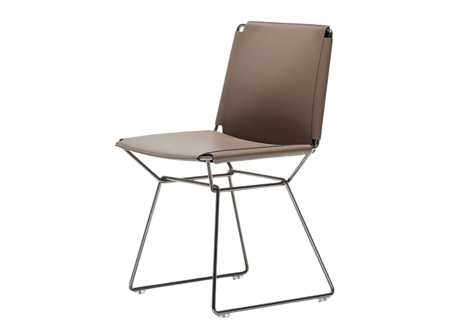 NEIL Italian dining chair with black chrome frame and leather back