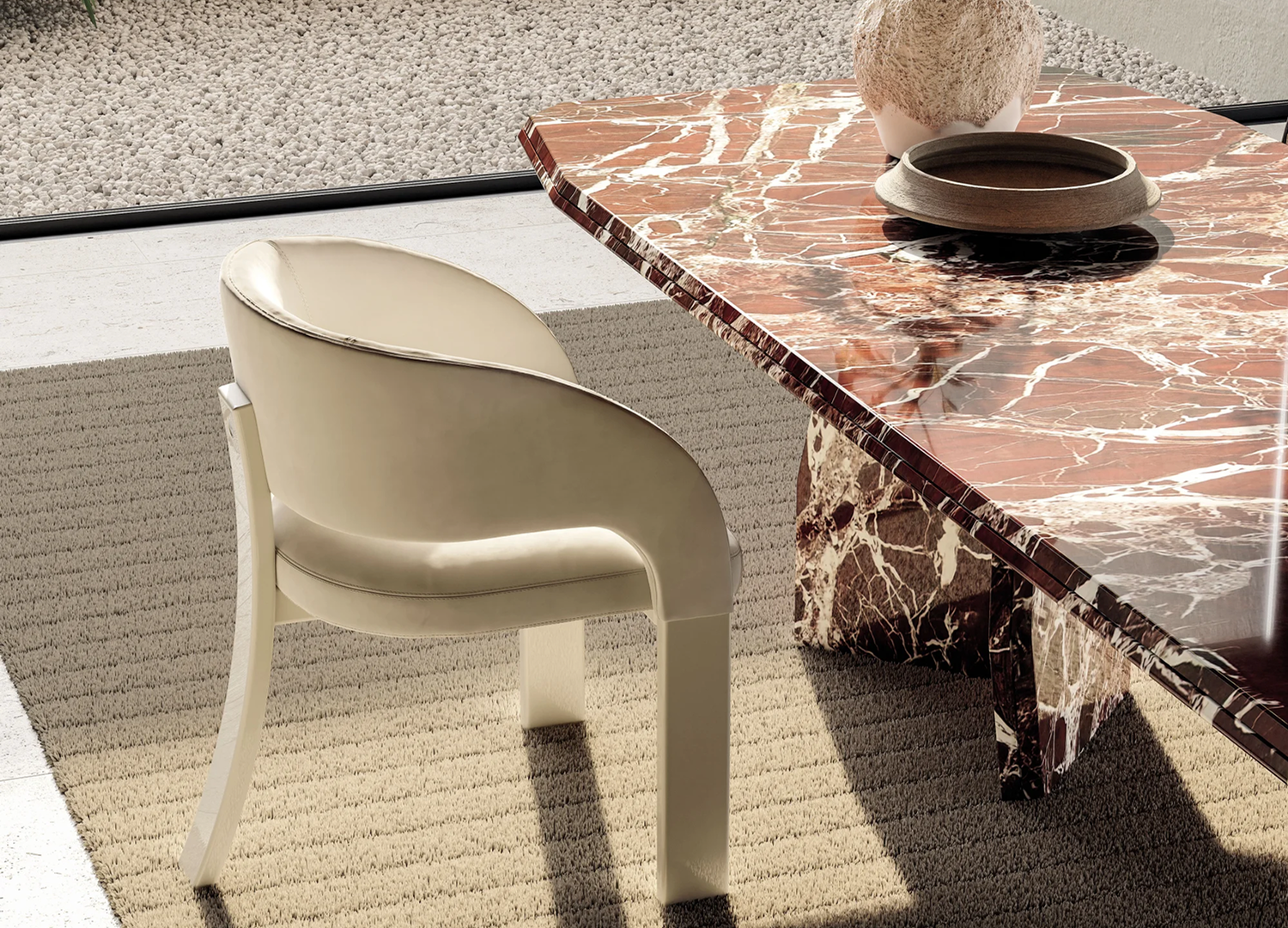 FOSCA dining chair with wraparound ribbon shaped armrests