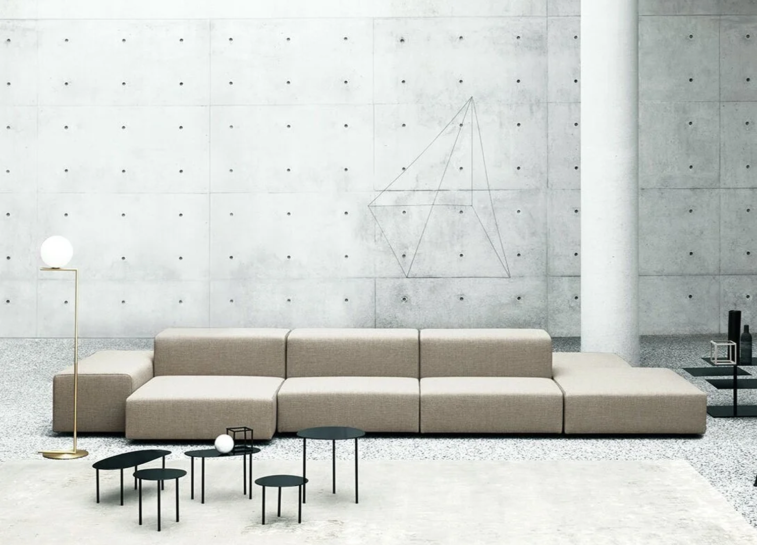 Extra Wall modular sofa system with low-profile architectural design