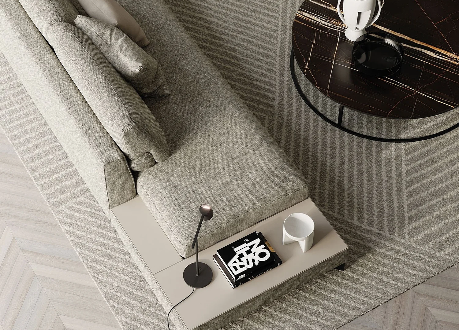DAVIS SYSTEM customizable sofa with refined upholstered seating