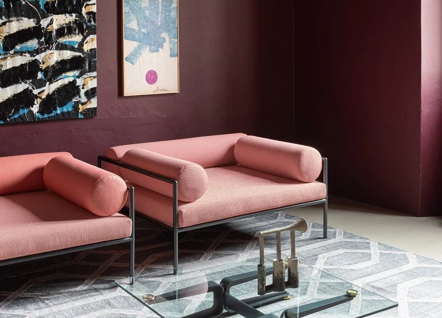 Agra Chair with tubular steel frame and upholstered cushions