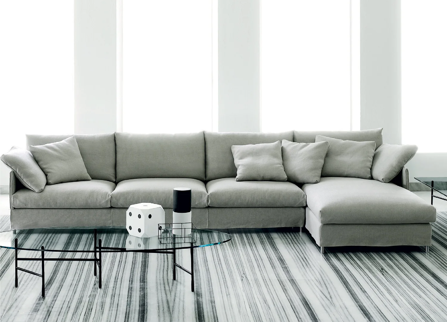 Chemise contemporary lounge sofa with relaxed cushions and modern elegance
