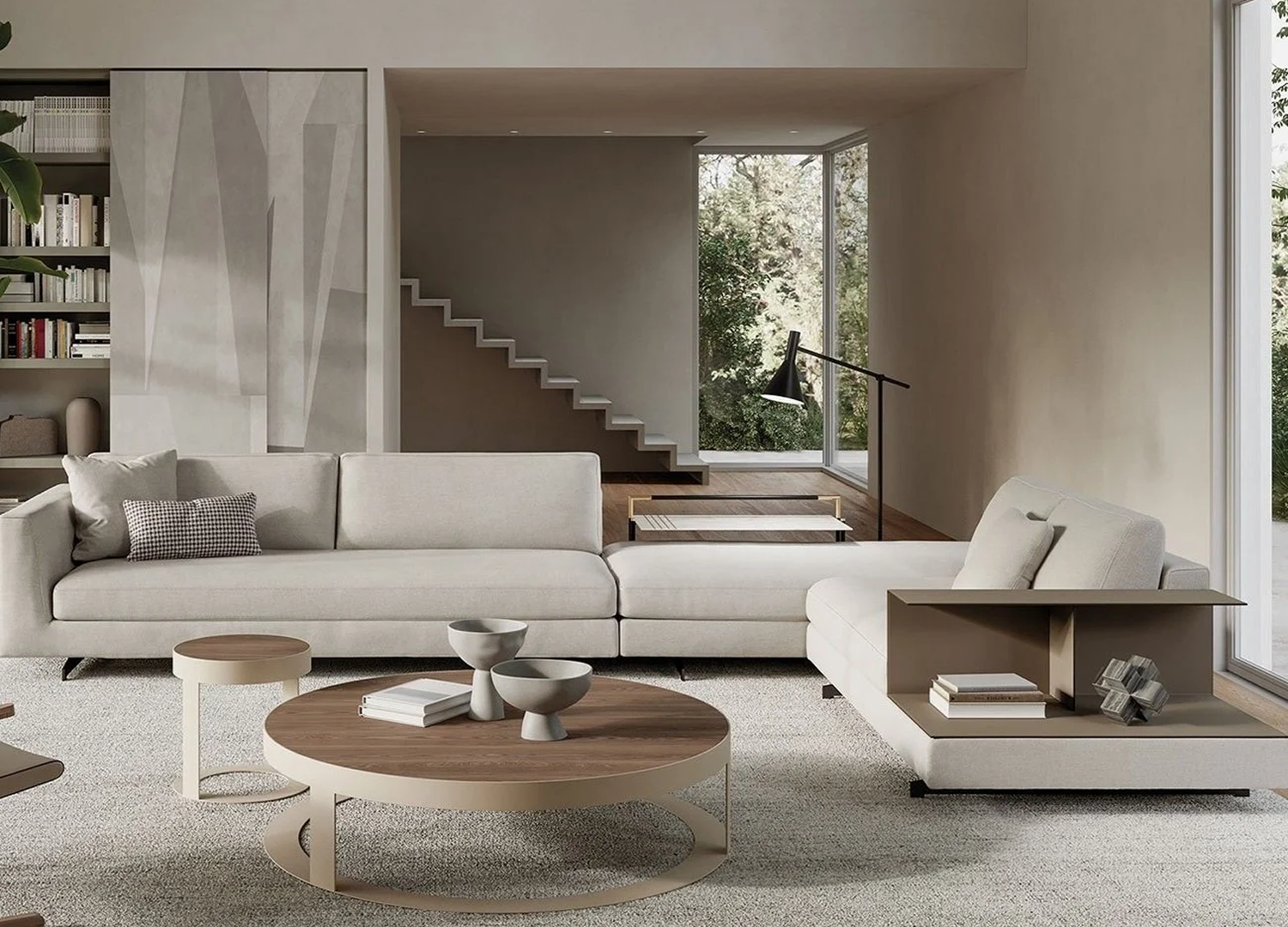 DAVIS SYSTEM Italian designer sofa with fabric or leather upholstery