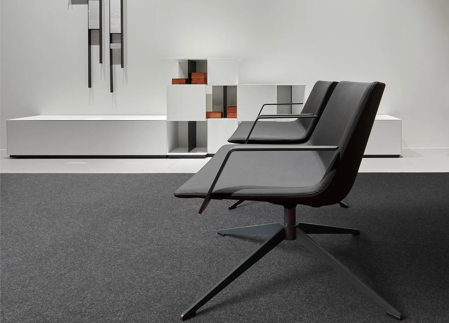 Neil Chair with fabric or nabuck upholstery and elegant modern profile