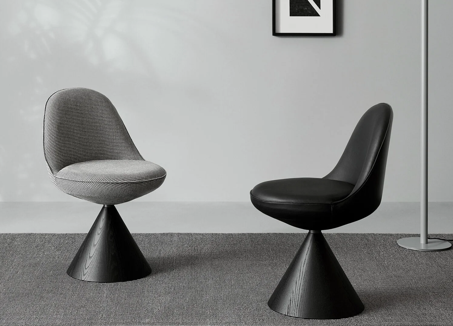 ROMBY dining chair with upholstered seat and rotating ash base