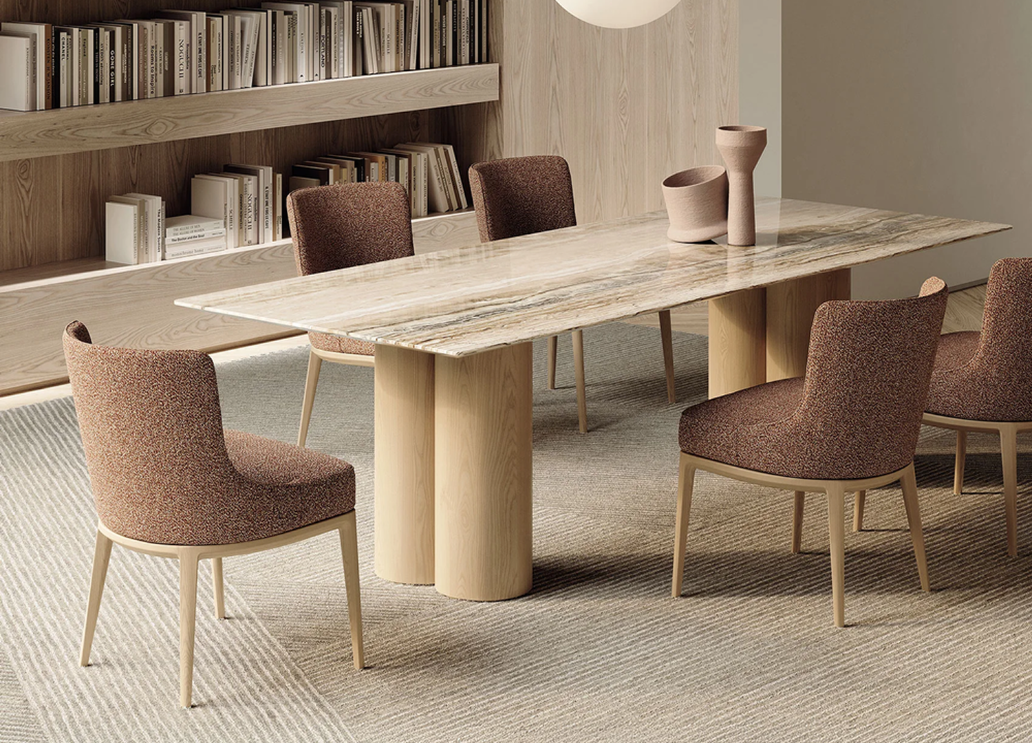 ALTHEA Italian dining chair with refined upholstered seating and ash wood base