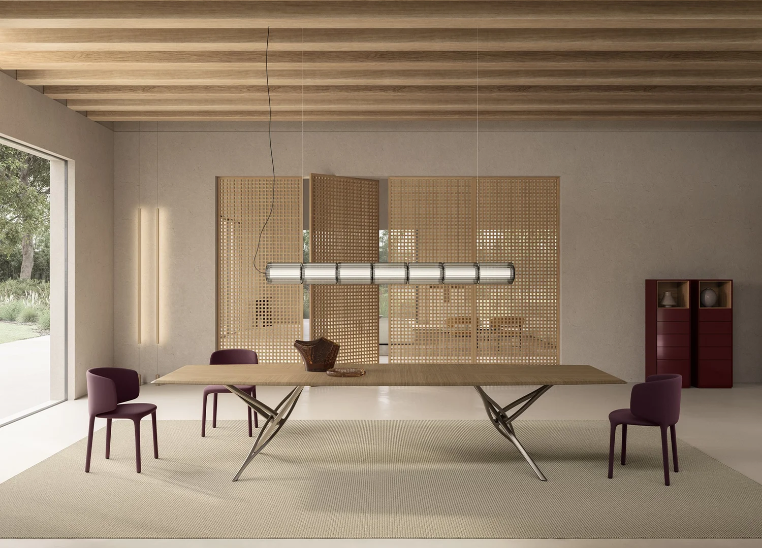 PAT dining chair with slender tapered legs and upholstered backrest