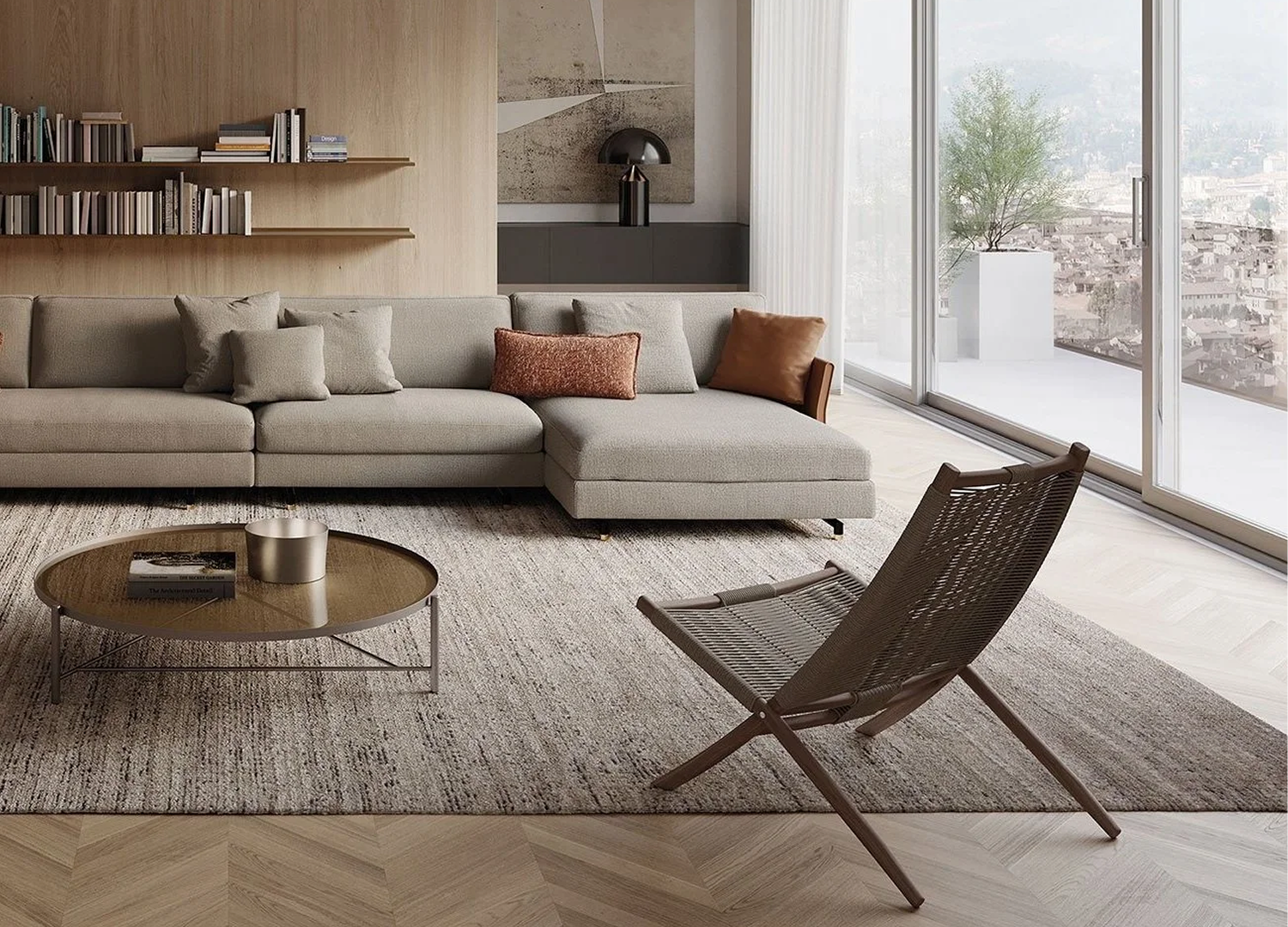 HULI lounge chair by Federica Biasi with woven seating detail