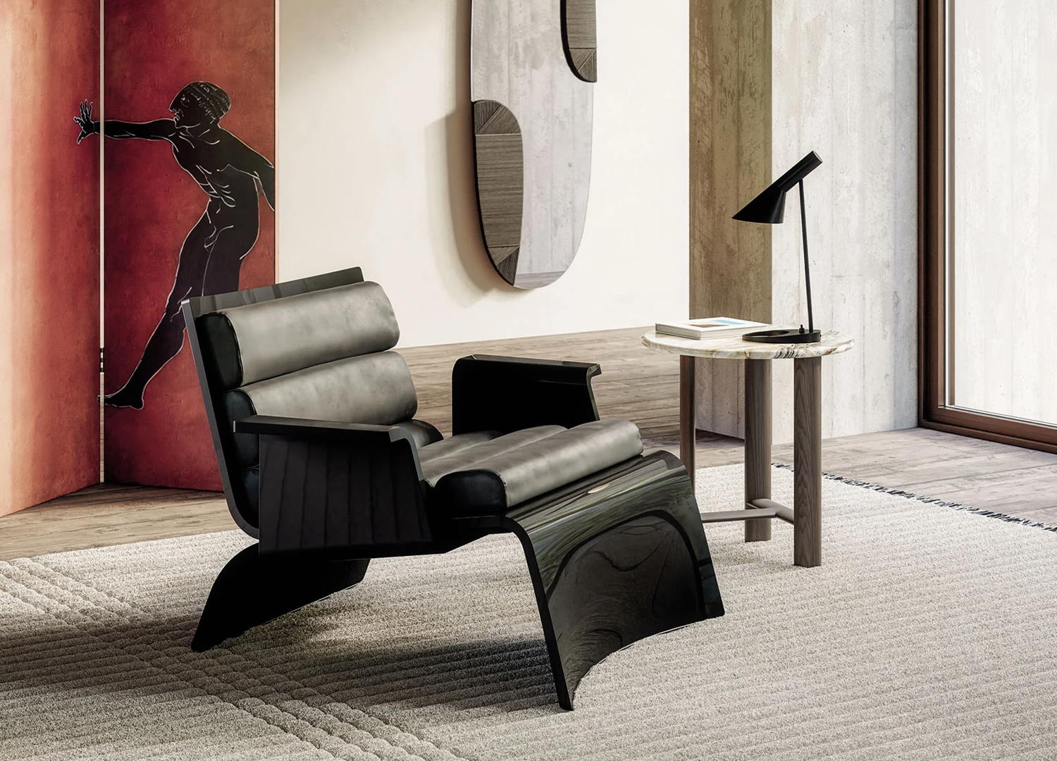 Linda Chair with ashwood frame and refined Italian lounge design