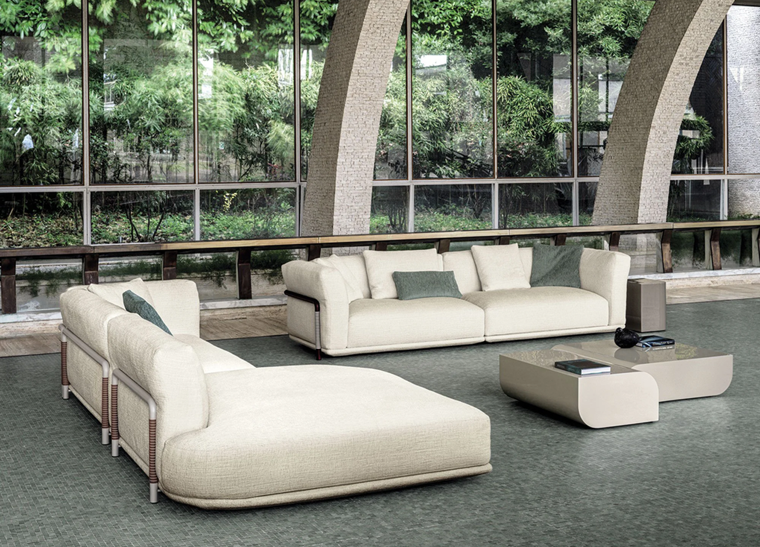 Felix Sofa with light metal frame and tailored upholstered seating