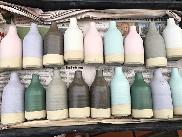 Lots of little bottles heading to the website shortly!!! .
.
#bottles #handmade #thrown #australianceramics #pottery #ceramics #craft #glaze #vase #moreclaylessplastic @moreclaylessplastic_ #stoneware  #tableware #katherinemahoneyceramics #interiors