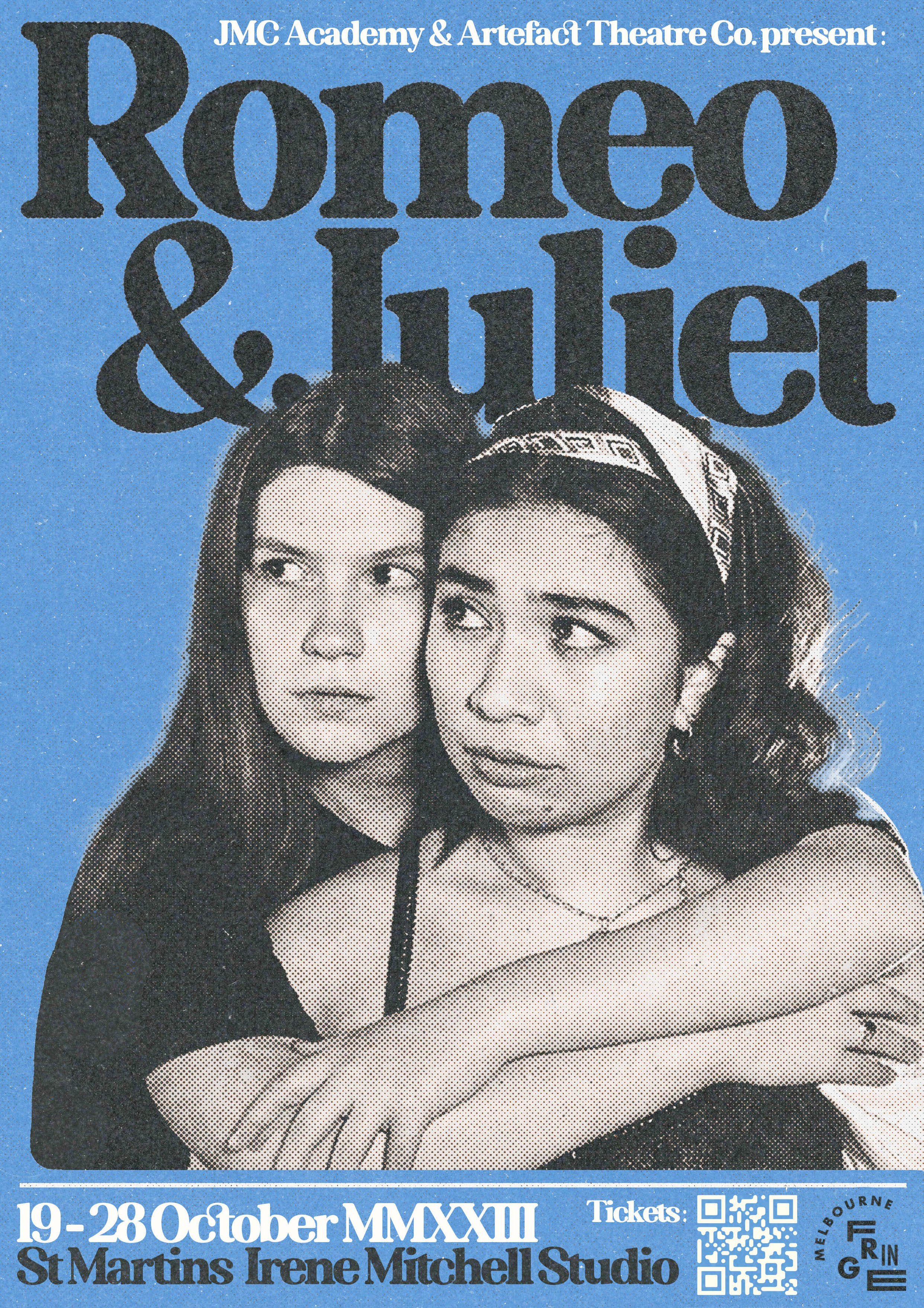 Romeo & Juliet Poster B+W on Blue.jpg