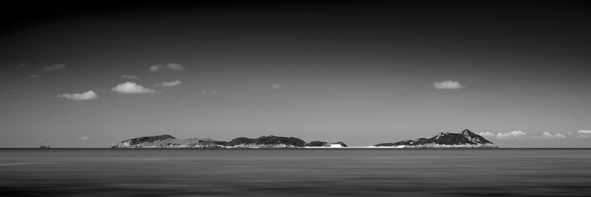  Korea, 굴업도 Gureopdo black &amp; white panorama from the sea 