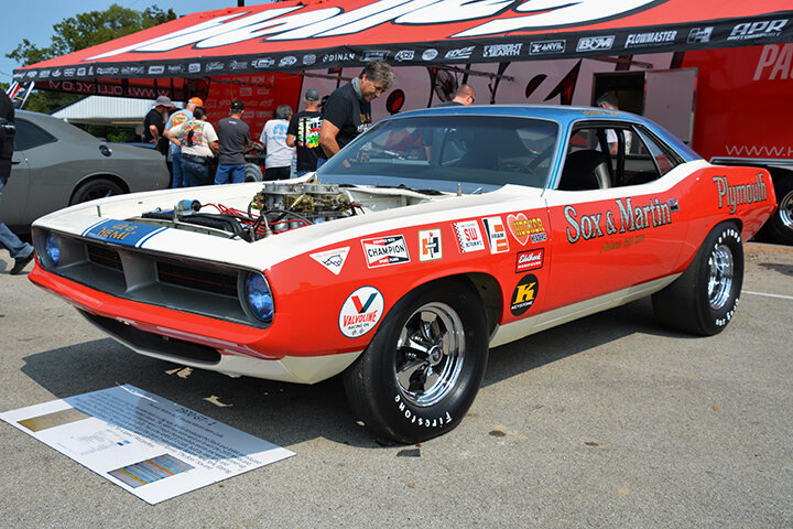    Sox &amp; Martin 1970 Hemi Cuda was displayed in the Holley exhibit.   