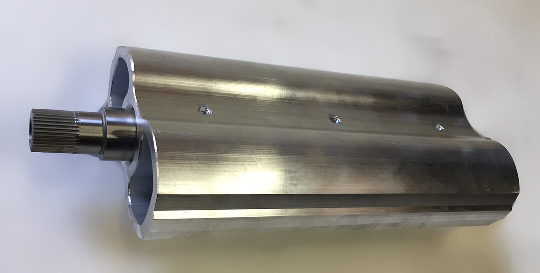 Twin-blade rotors made from extruded billet aluminum with splined steel shafts