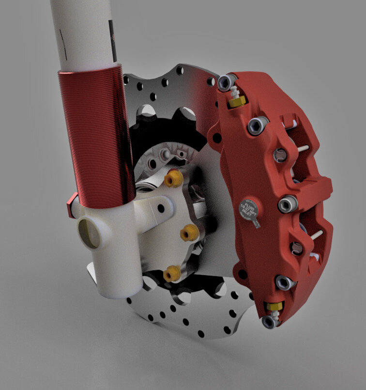 Mock-up assembly with wave rotor and six-piston caliper