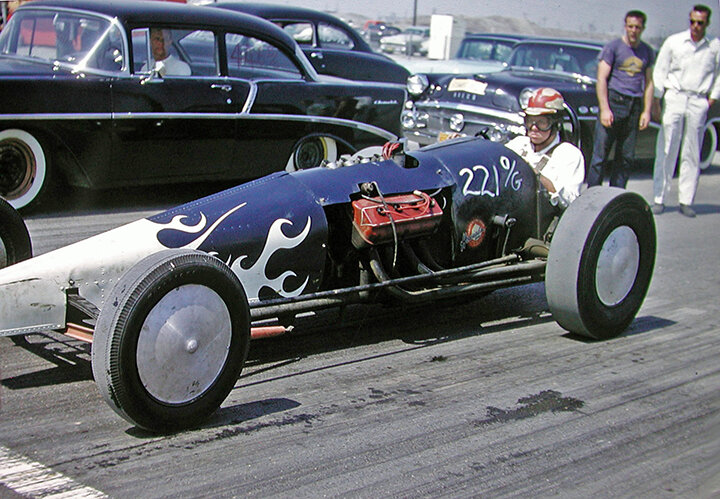 Fritz Voigt lines up at Lions Drag Strip. Photo Steve Reyes