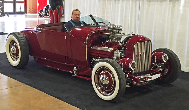 Shawn Killion of Quality Powder Coating and his Lincoln-themed Roadster