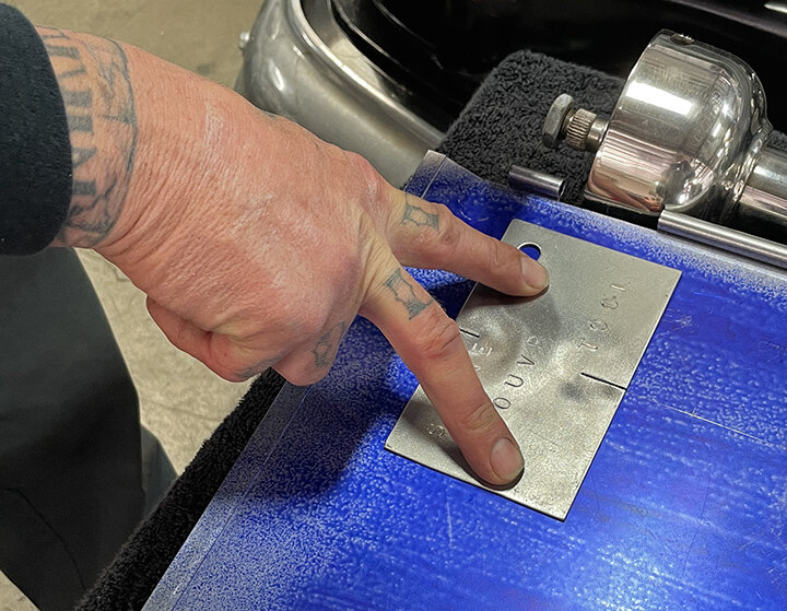 Jimmy-made tool for making sure the louvers are square