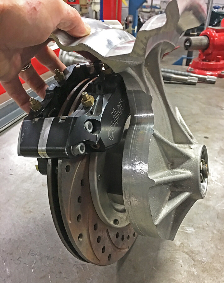 Mock up of the brake assembly with a section of wheel