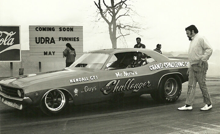 1971: Mr. Norm testing Super Challenger at Great Lakes Dragway, WI (Copy)