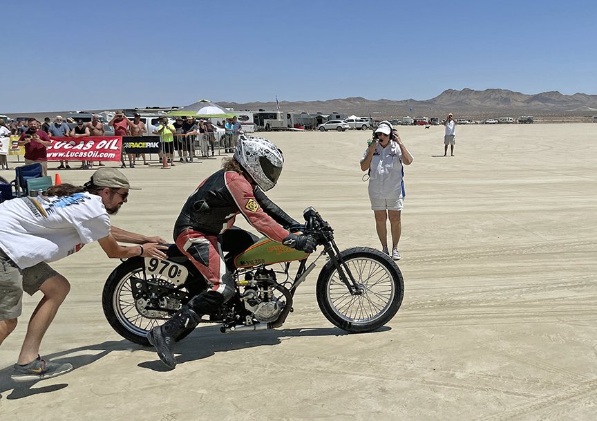 Brian Schraver went 60.029 on this 250 cc Harley.
