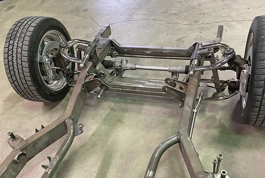 Al Simon also fabbed the stainless Mustang II IFS