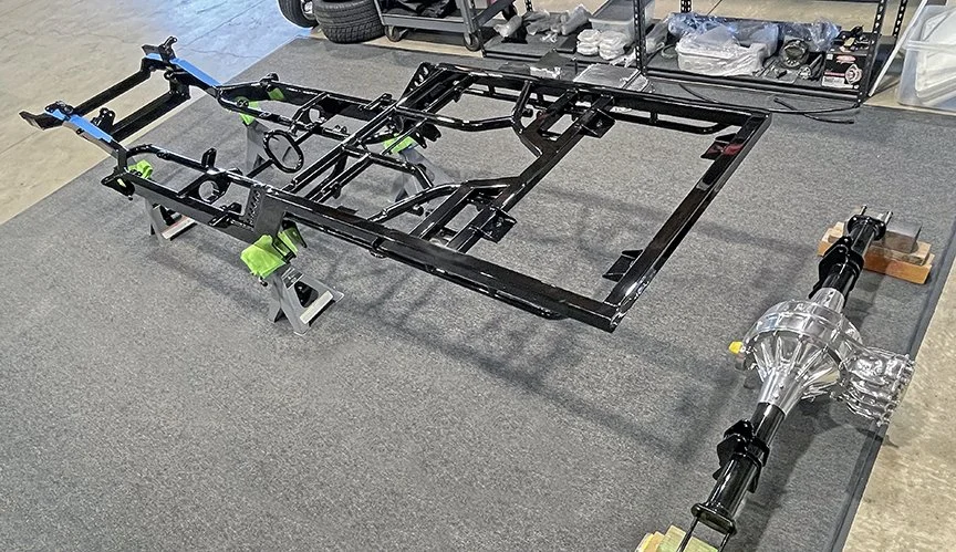 The frame back from powder coating