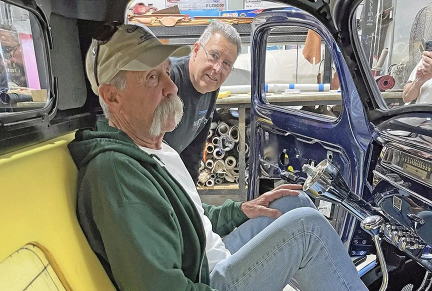 Larry and upholsterer Ron Mangus