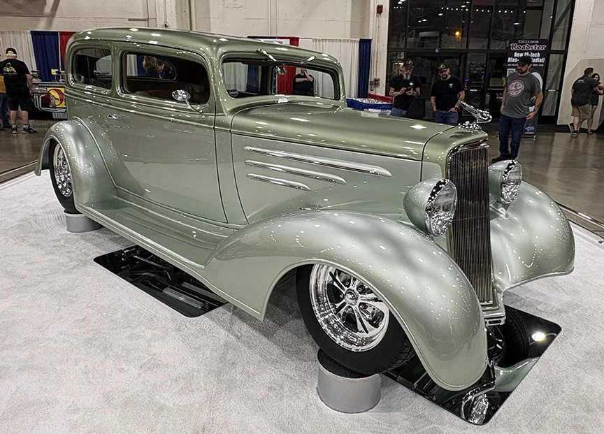 ’34 Chevy two-door Master sedan ‘Poison Ivy’ is owned by Bob and Bitzi Seitsinger of Bloomfield, New Mexico.