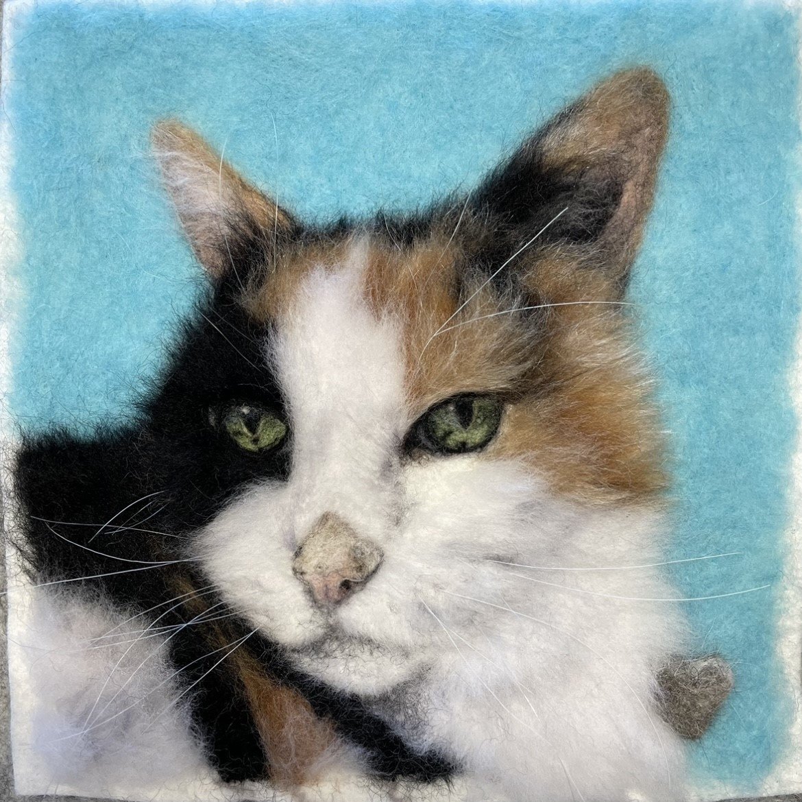 Winter Helen Mottie Needle Felted Cat Wool Pet Portrait 20x20cm.jpg