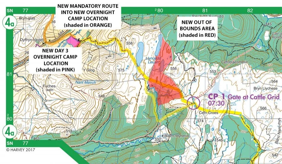 Route amendments affecting day 3 camp and day 4 start