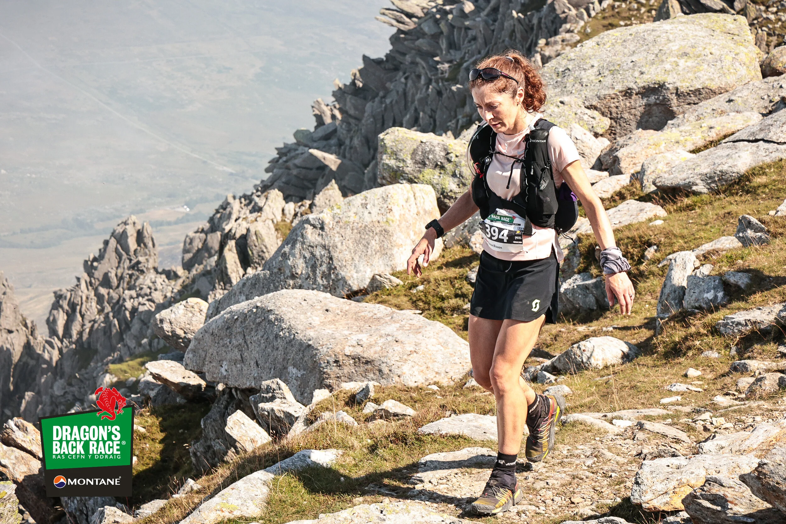 Elaine at Glyder Fach summit on day one ©Bib Number Photography