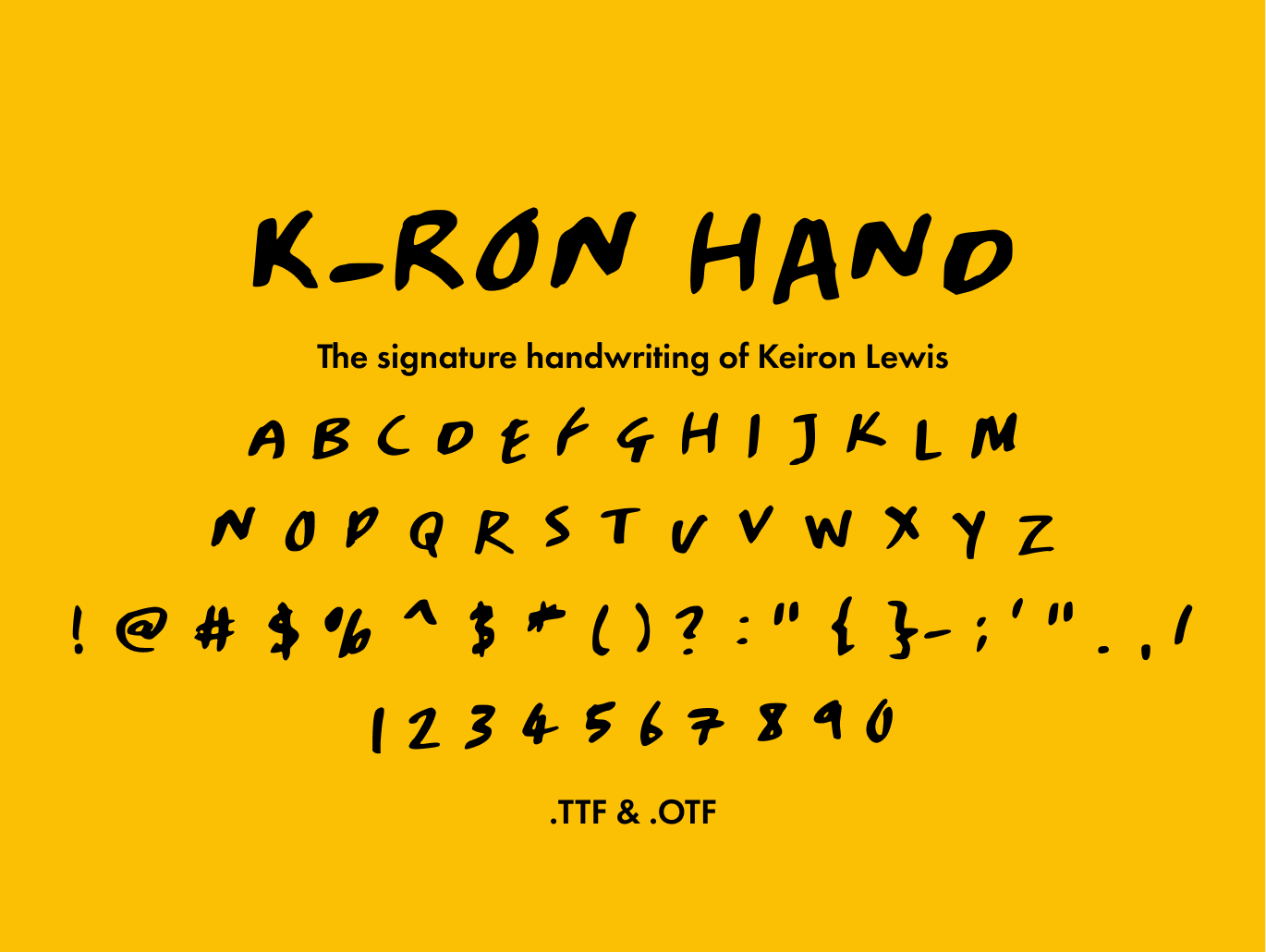 K-Ron Hand font specimen