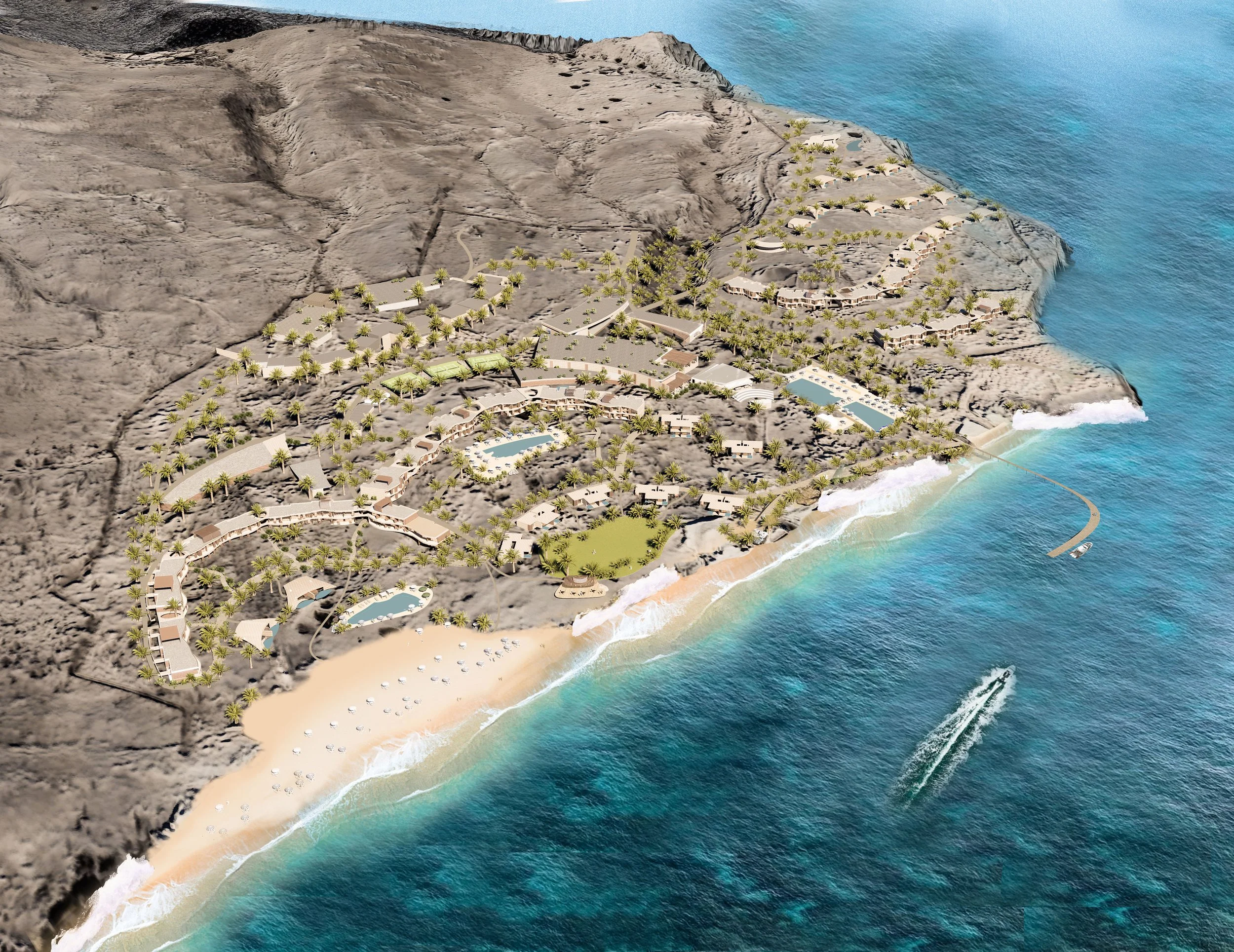 Perched between mountain and sea, the project is conceived less as an object and more as a terrain—one that grows from, folds into, and ultimately disappears within its natural surroundings.