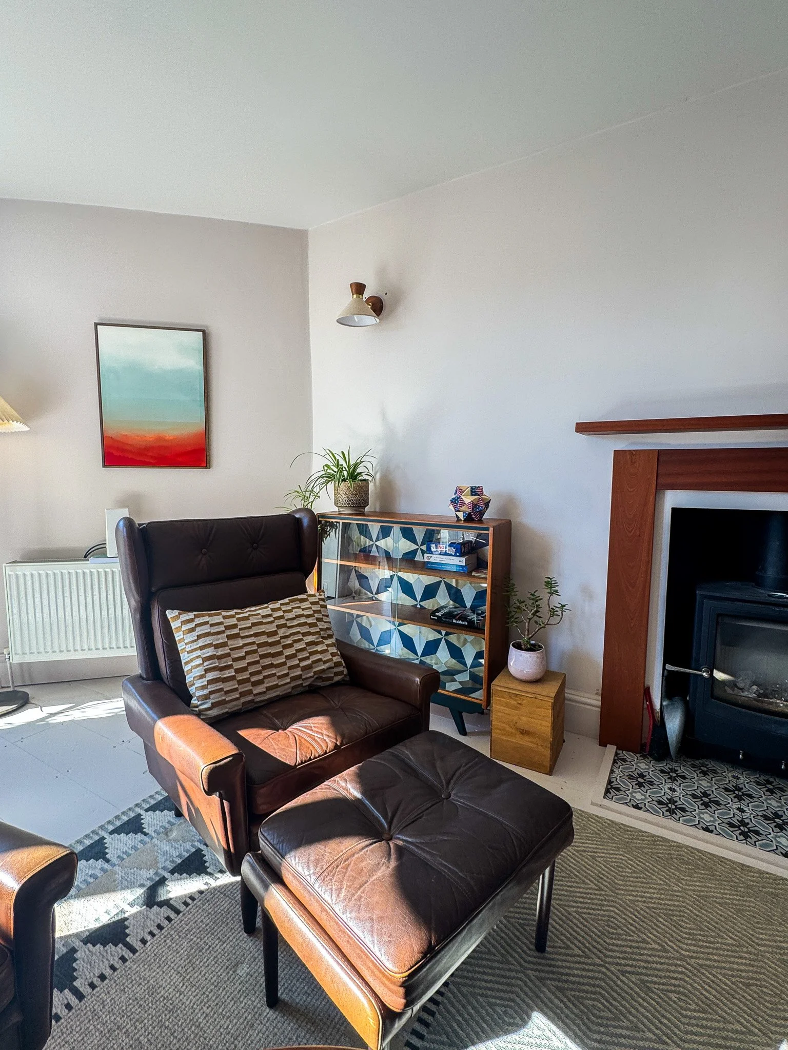 Bespoke wall panelling in a mid-century inspired Victorian living room