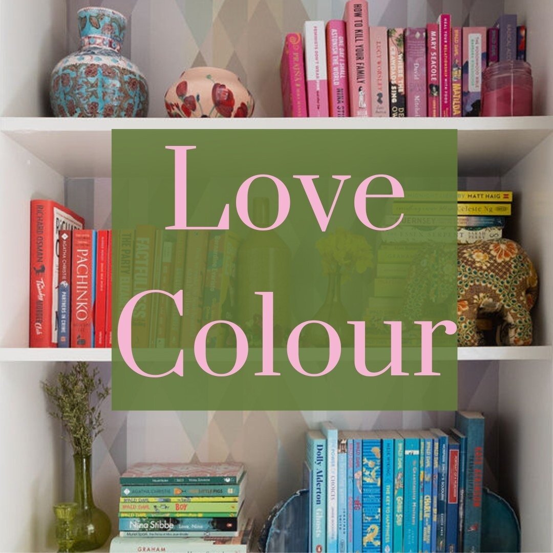 I am heading into the weekend remembering these gorgeous colour-coded shelves that my client styled. ⁠
.⁠
We wallpapered behind them, providing a backdrop to create her art. What a lovely view to see as you walk up the stairs 😍🙌⁠
.⁠
Are you feeling